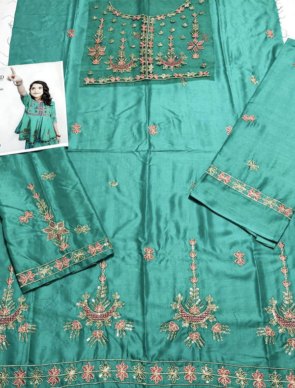 Kid’s Linen Embroidered Shirt & Trouser Suit by MARIA .B 2Pcs - Image 2