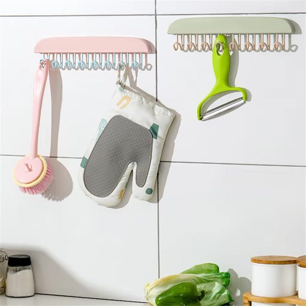 8 hooks multi purpose hook and adhesive hanger for kitchen bathroom cabinet random color 6