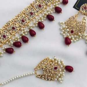 Choker Set by RAWAYAT Gold Plated Stones Choker Set with Earrings g4