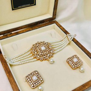 Choker Set by RAWAYAT Gold Plated Stones Choker Set with Earrings g4 wh8 n