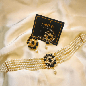 Choker Set by RAWAYAT Gold Plated Stones Choker Set with Earrings rb 6y
