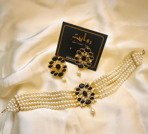 Choker Set by RAWAYAT Gold Plated Stones Choker Set with Earrings rb 6y