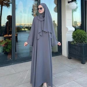 Georgette Plain Abaya with Stoler Stitched with Stylish Design gr4
