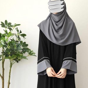 Georgette Plain Classic Abaya with Stoler black