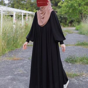 Georgette Plain Classic Abaya with Stoler ju8 br