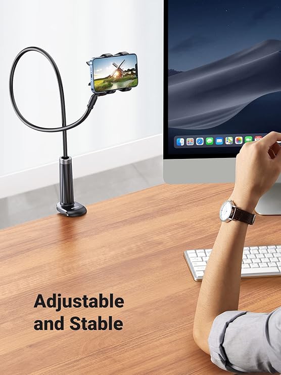 gooseneck phone holder 360 adjustable lazy holder mount clamp with sturdy flexible long arm black 7