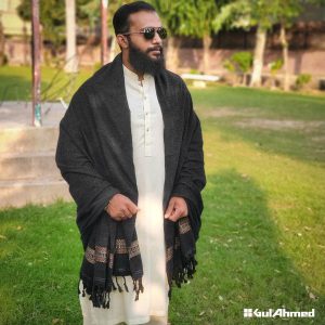 GUL AHMED Mens Cotton Velvet Texture Shawl brown 6 3 5