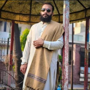 GUL AHMED Mens Cotton Velvet Texture Shawl brown 635