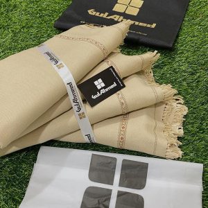 GUL AHMED Mens Cotton Velvet Texture Shawl cream 403 6