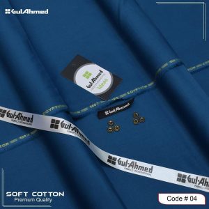 Gul Ahmed Mens Unstitched Soft Cotton Plain Suit by Ideas 54 blu