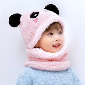 Kids Beanie Wool Cap with Neck Warmer pink 5 66 4