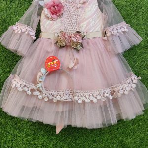 Kids Fancy Stylish Frock Stitched Net Embroidered skin 7 4