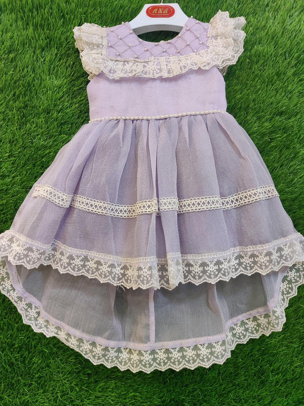 Kids Fancy Stylish Frock Stitched Net Embroidered
