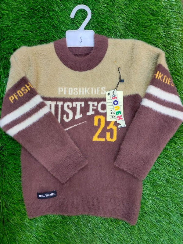 Kids Printed Wool Sweater brown