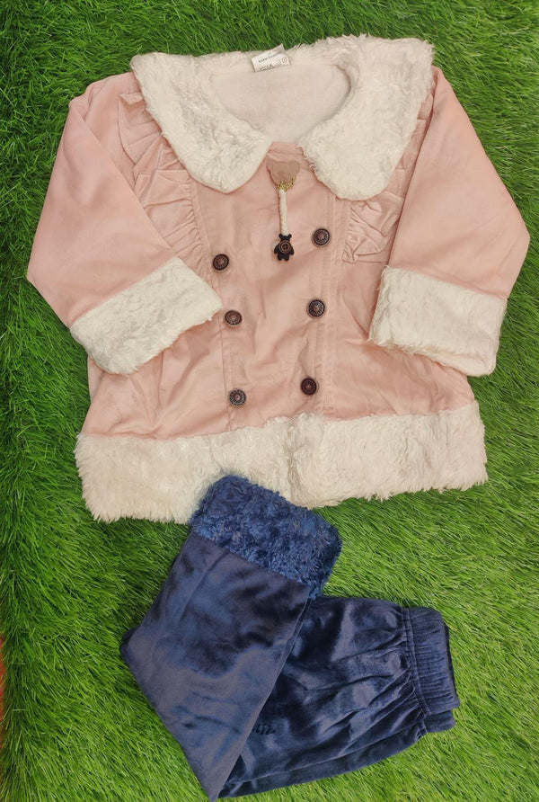 Kids Velvet Printed Shirt and Trouser Suit 7 6 5