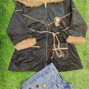 Kids Velvet Printed Shirt and Trouser Suit  7 6 8