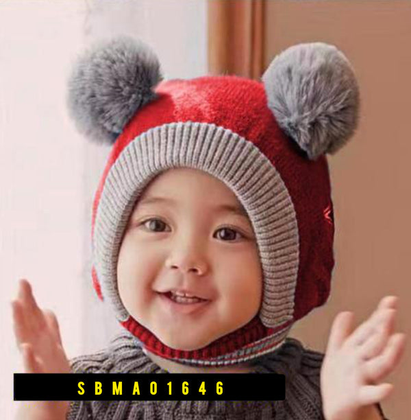 Kids Wool Cap Winter Wear Solution red