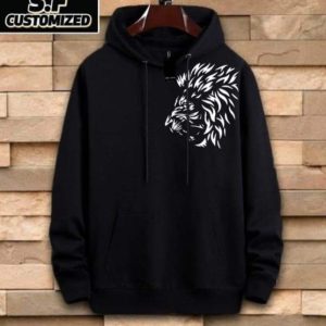 Mens Cotton Printed Hoodie black gj7 8