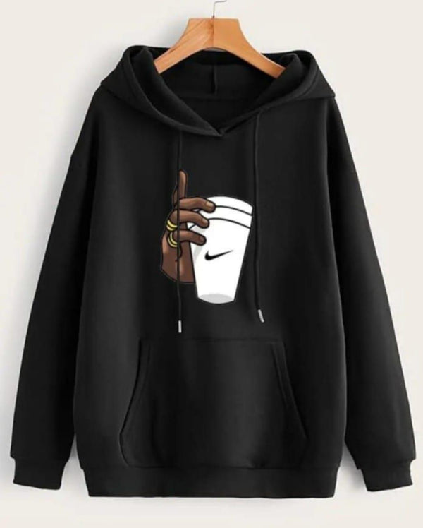 Mens Cotton Printed Hoodie black j7 8