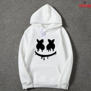 Mens Cotton Printed Hoodie white 4 5