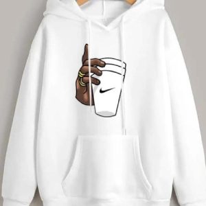 Mens Cotton Printed Hoodie white 4 578