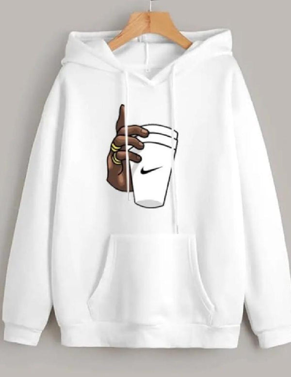 Mens Cotton Printed Hoodie white 4 578