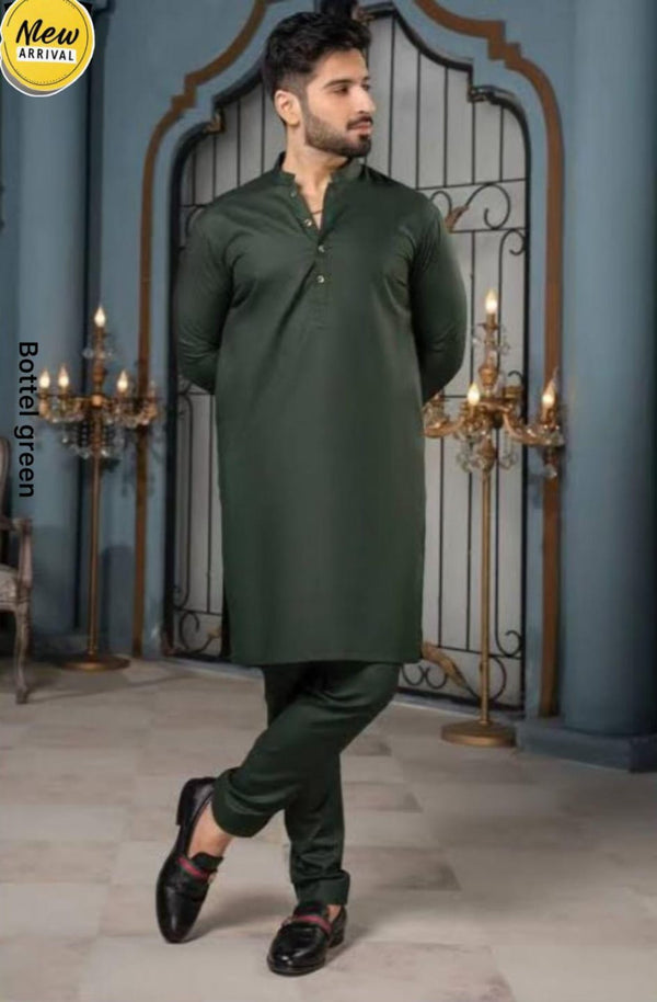 Mens Stitched Suit Wash and Wear Plain green