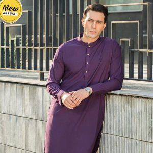 Mens Stitched Suit Wash and Wear Plain purple