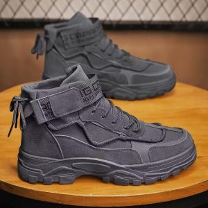Mens Work-Wear Shoes Spring and Autumn Marten Boots Men’s Korean Version grey