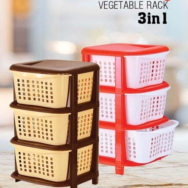 Multi Colour 3 Drawer Kitchen Vegetable & Fruit Rack 3 ty7