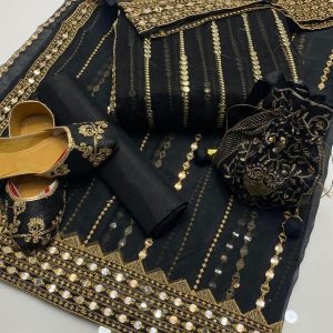 Organza Embroidered Suit we4 gr blk89o