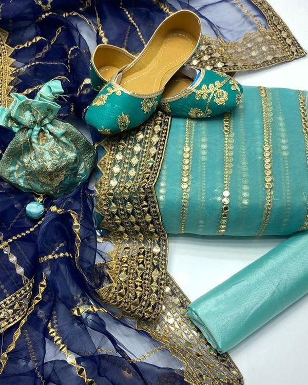 Organza Embroidered Suit we4 gr5