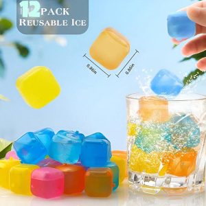 Reusable Ice Cube Pack of 12 Peices Square Filled With Pure Water ty6