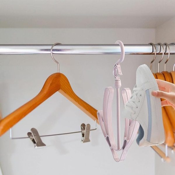 shoe drying stand hanging racks for balcony cabinet cup board hook racks organizer pink 6