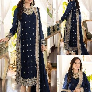 Stitched Crinkle Chiffon Embroidered Suit for Women Renowned and Famous bnl90
