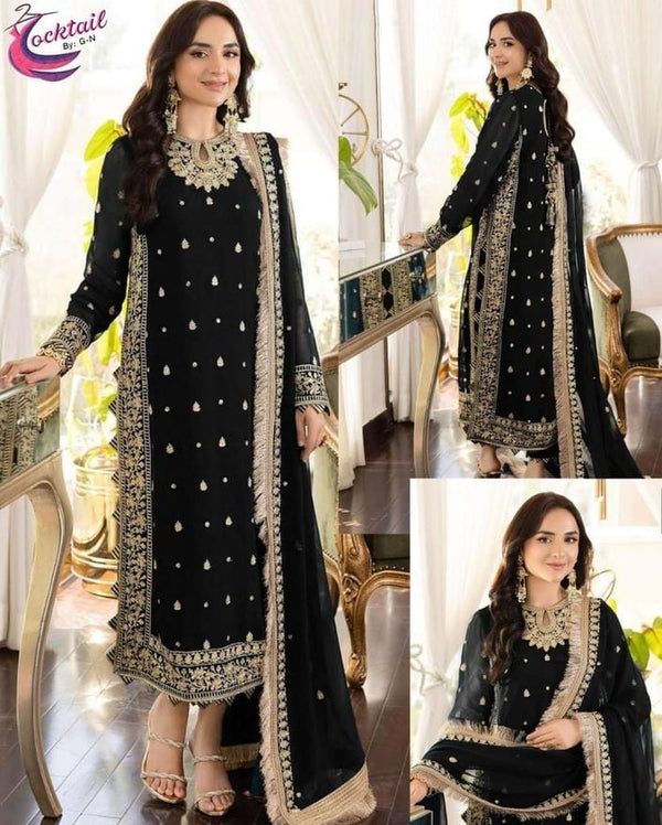 Stitched Crinkle Chiffon Embroidered Suit for Women Renowned and Famous fg ty6