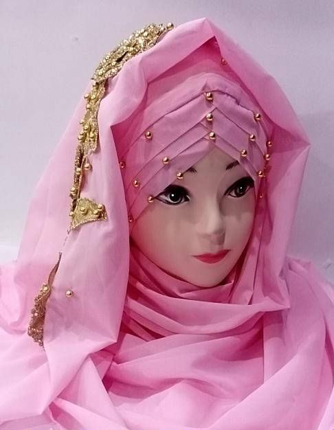 Women Chiffon Hijab mehindi pink