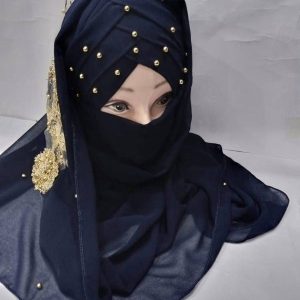 Womens Chiffon Hijab with Stone black