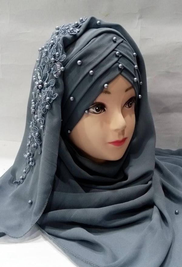 Womens Chiffon Hijab with Stone grey