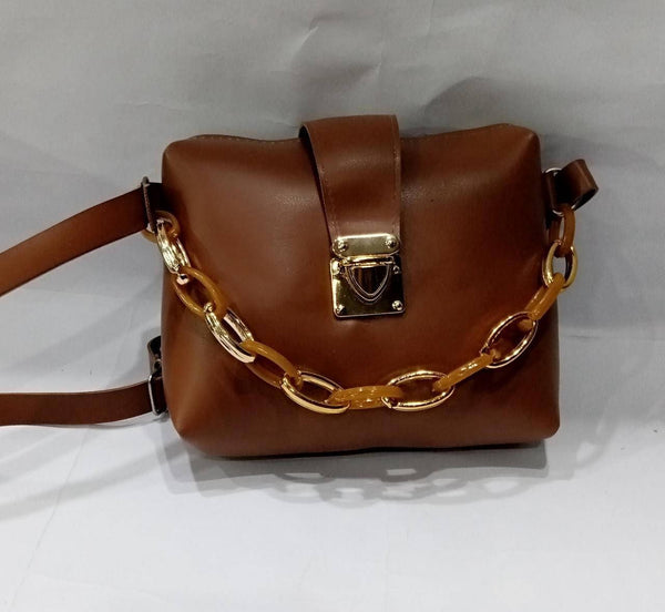 Womens Chunky Chain Purse brown 66b