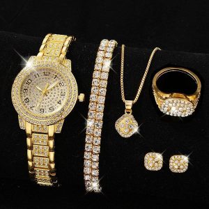 Womens Diamond Artificial Set golden