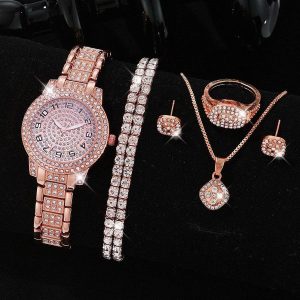 Womens Diamond Artificial Set golden 6 7