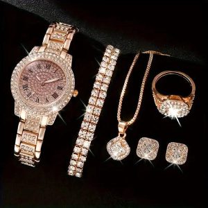 Womens Diamond Artificial Set golden 6 7 89