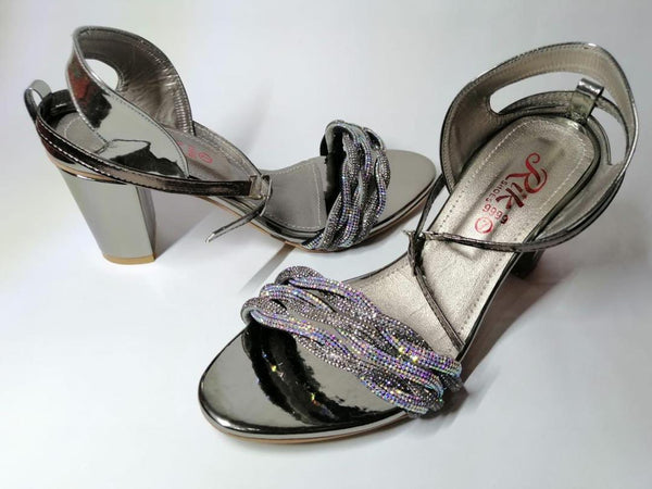 Womens Fancy Heels Rhinestone Synthetic Leather Sandal vc44cd