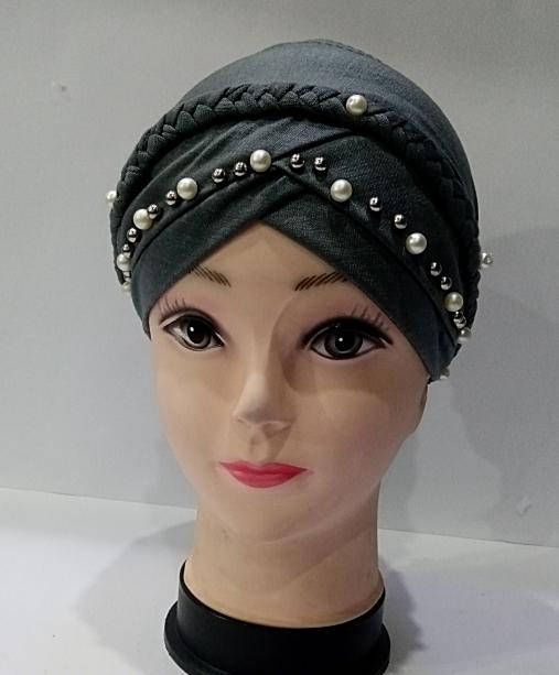 Womens Hijab Cap with Beads black 78 5