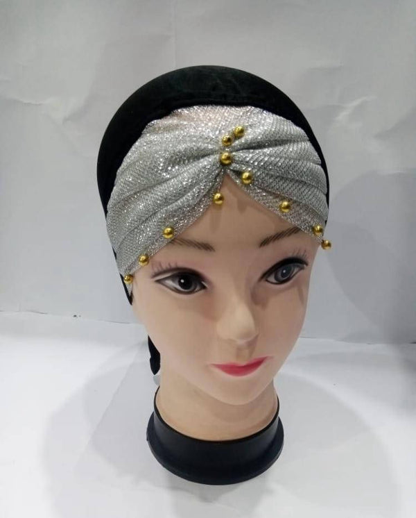 Womens Hijab Cap with Beads grey h8 5