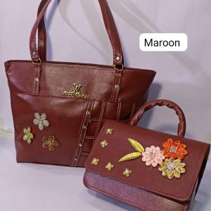 Womens PU Leather Beaded Shoulder Bag