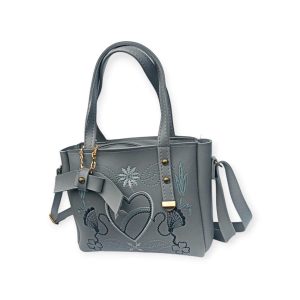 Womens Rexine Embroided Hand Bag grey2
