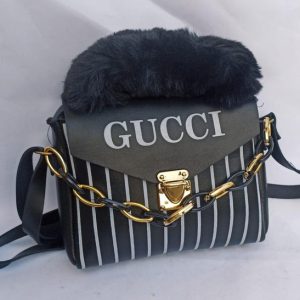 Womens Rexine Top Handle Shoulder Bag by GUCCI black