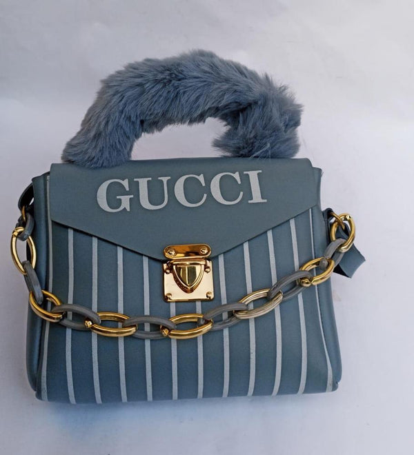 Womens Rexine Top Handle Shoulder Bag by GUCCI grey